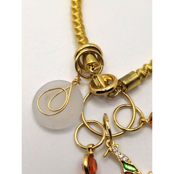 Gold Tone Stackable Bangle Bracelet With Charms ~New - Picture 4 of 10